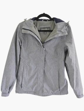 🖤 Eddie Bauer Light Heather Gray Hooded Ski Jacket - XS